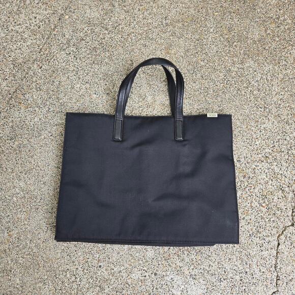 Vtg Y2k TUMI Metal Applique Logo Plain Extendable Zip Medium Size Tote Bag - Picture 1 of 8